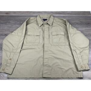 5.11 Tac Series Long Sleeve Button Up Shirt Khaki Elbow Pad Style 72002 Size XL